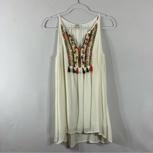 Umgee Cream BOHO Sleeveless Mini Dress size S